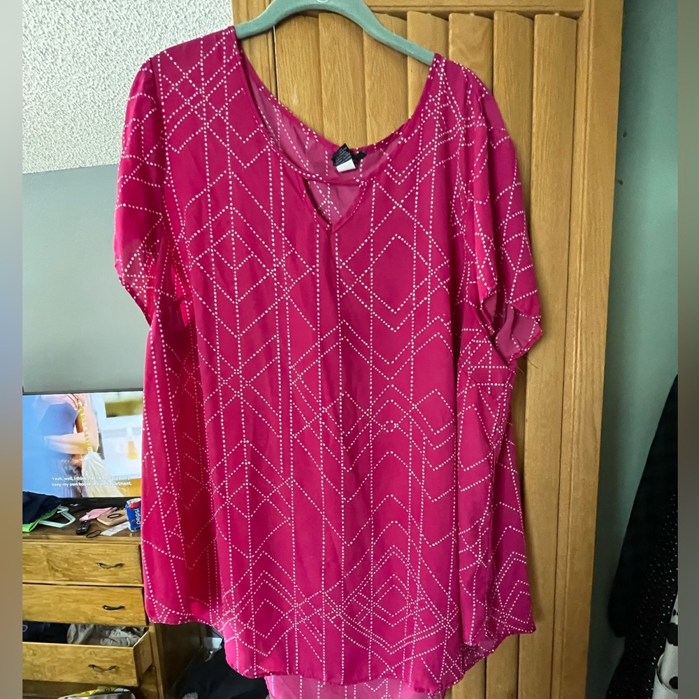 Torrid Pink and White Blouse